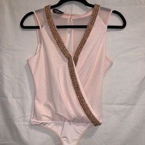 Peach/Pink beaded bodysuit